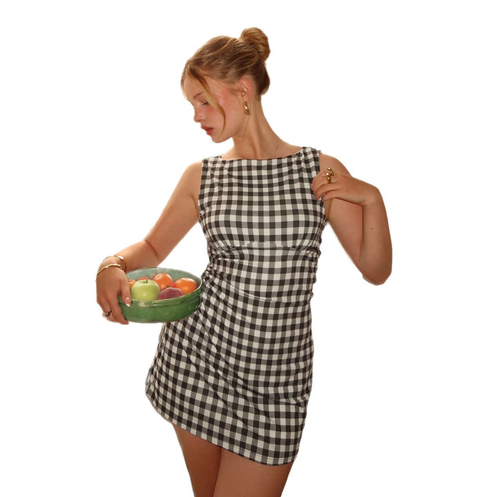 Damen Vichy-Kleid mit femininen Rüschen und schmeichelndem Schnitt Drune