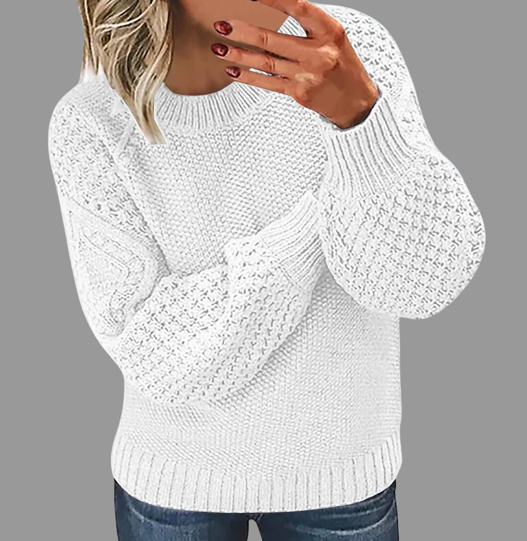 Damen Modischer Strickpullover mit strukturiertem Design und weiten Ärmeln Drune