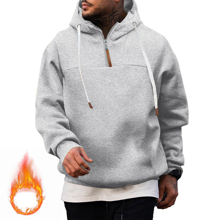 Herren Hoodie mit hohem Kragen und innovativem Reißverschluss Drune