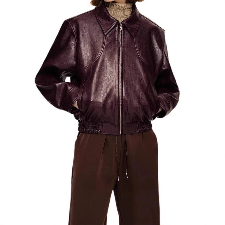 Damen Kunstlederjacke mit modischem Oversize-Schnitt und elastischem Bund Drune