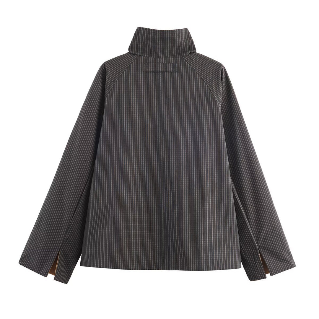 Damen elegante Übergangsjacke mit dekorativen Knöpfen und modernem Stehkragen Drune