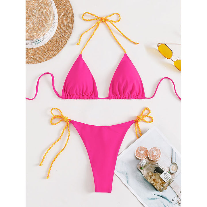 Damen Triangel-Bikini mit verstellbaren Trägern und bunten Akzenten Drune