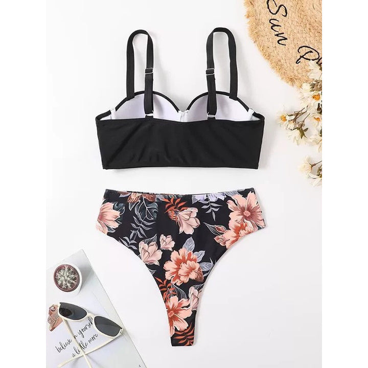 Damen Bikini-Set mit gepolstertem Oberteil und modischen floralem Slip Drune