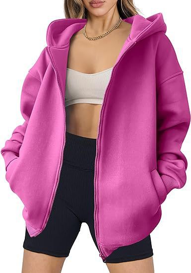 Damen lässiger Oversized Zip-Hoodie Drune