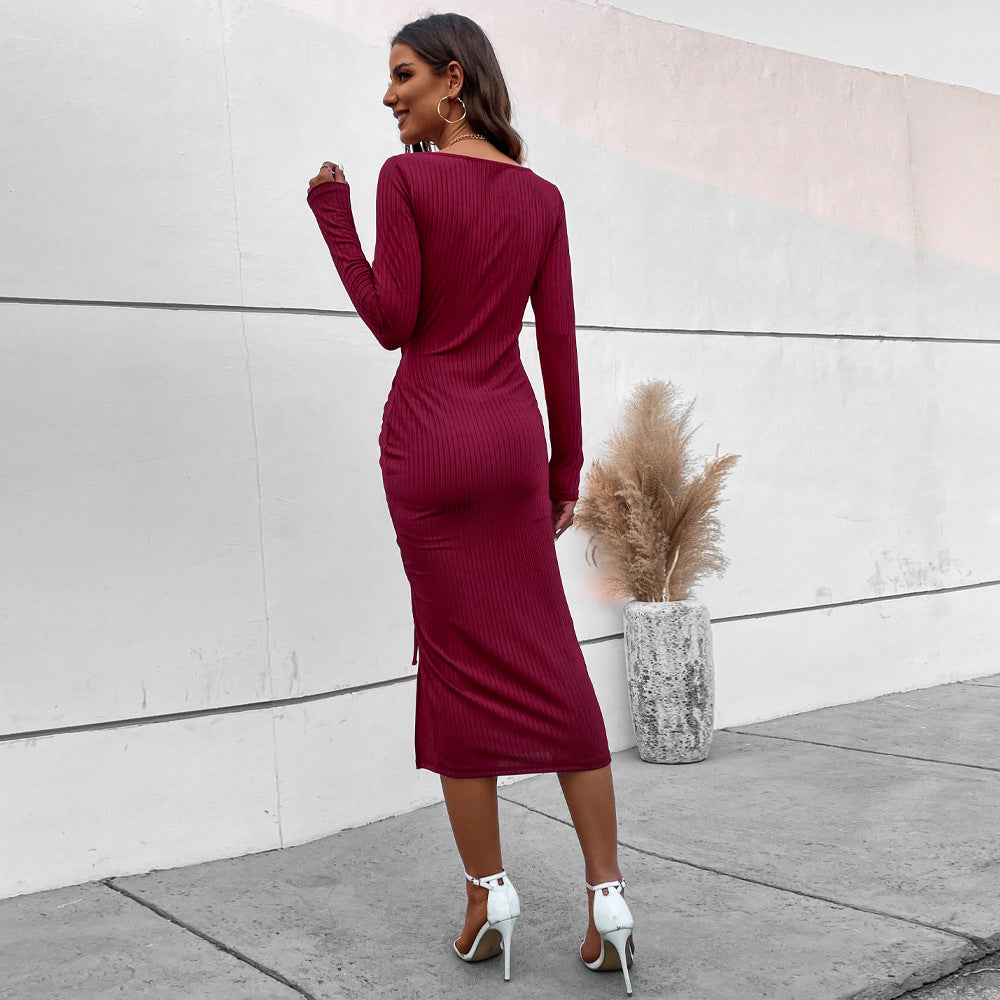 Damen Wickelkleid mit eleganten Rüschendetails und seitlichem Schlitz Drune