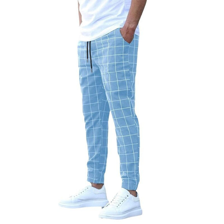 Herren Karo Relaxed Fit Jogger Hose Drune