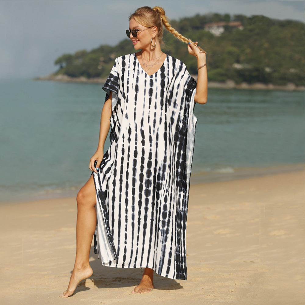 Damen luftiger Strandkaftan mit asymmetrischem Schnitt Drune