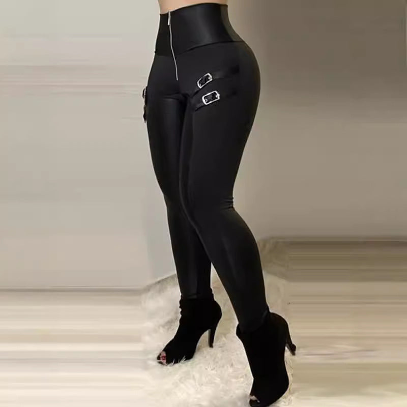 Damen Hochtaillierte Leggings mit modischen Schnallen-Details Drune