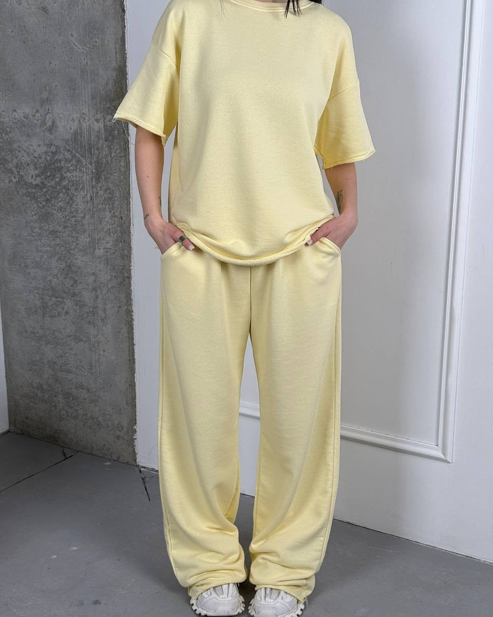 Damen lässiges und bequemes Relax-Set mit weit geschnittenem Oberteil und Hose Drune