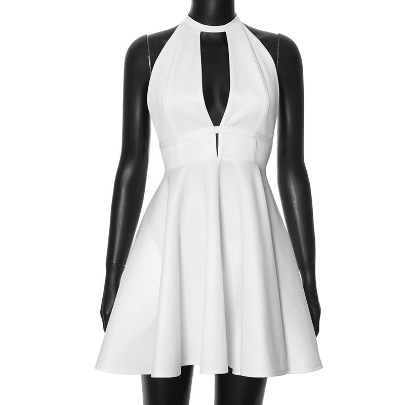 Damen Elegantes Halterkleid mit offenem Ausschnitt Drune