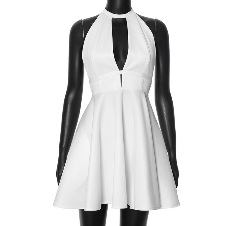 Damen Elegantes Halterkleid mit offenem Ausschnitt Drune