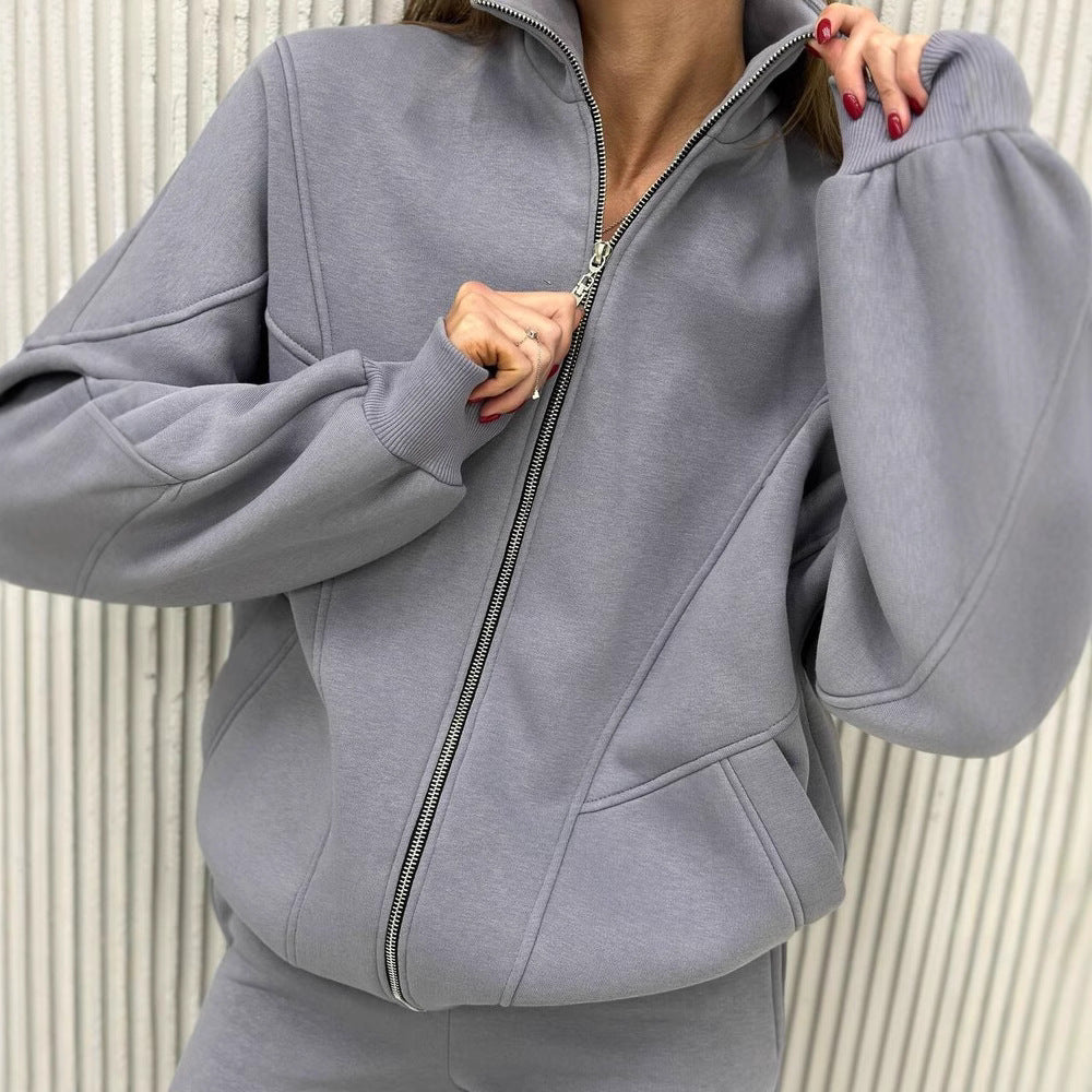 Damen lässiges Fleece-Kapuzen-Outfit Drune