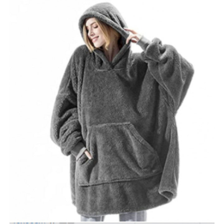 Damen oversize Fleece-Hoodie mit Kängurutasche und Kapuze Drune