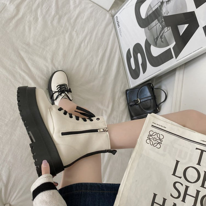 Damen Schnürstiefel mit robuster Plateausohle und elegantem Obermaterial Drune