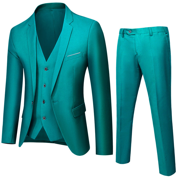 Herren nan dreiteiliges Business-Anzugset mit tailliertem Einreiher-Sakko, schmal geschnittener Weste und elegant geschnittener Anzughose Drune