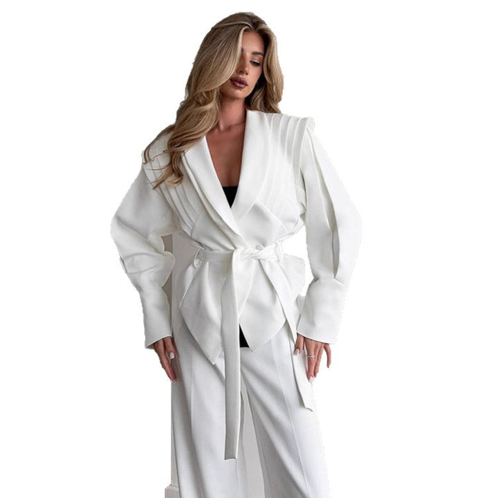 Damen Eleganter Blazer mit strukturierten Ärmeln Drune