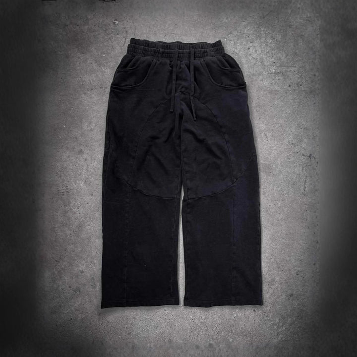 Damen lässige Stoffhose mit elastischem Bund und voluminösen Seitentaschen Drune