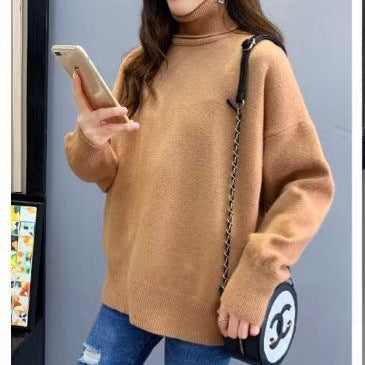 Damen Grobstrickpullover mit hohem Kragen und oversized Passform Drune