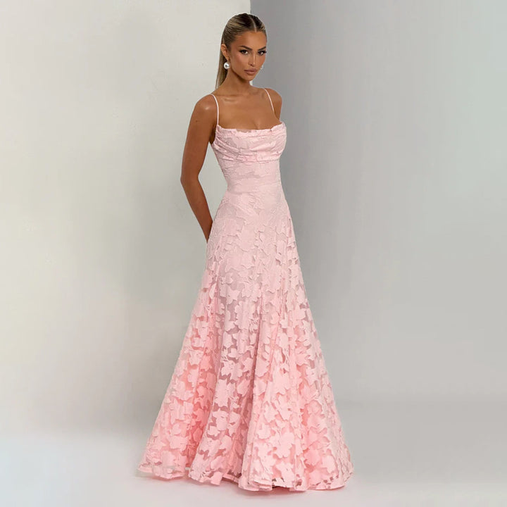 Damen Maxikleid mit zartem Blumendesign und schwingendem Saum Drune
