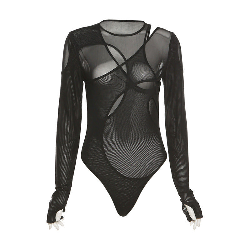 Damen Body mit asymmetrischem Schnitt und langem Arm Drune