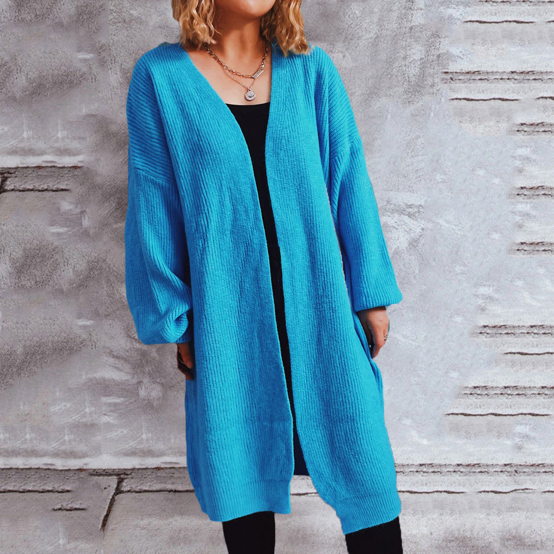 Damen lässiger Strickcardigan mit lässigen Oversize-Ärmeln und offenem Schnitt Drune