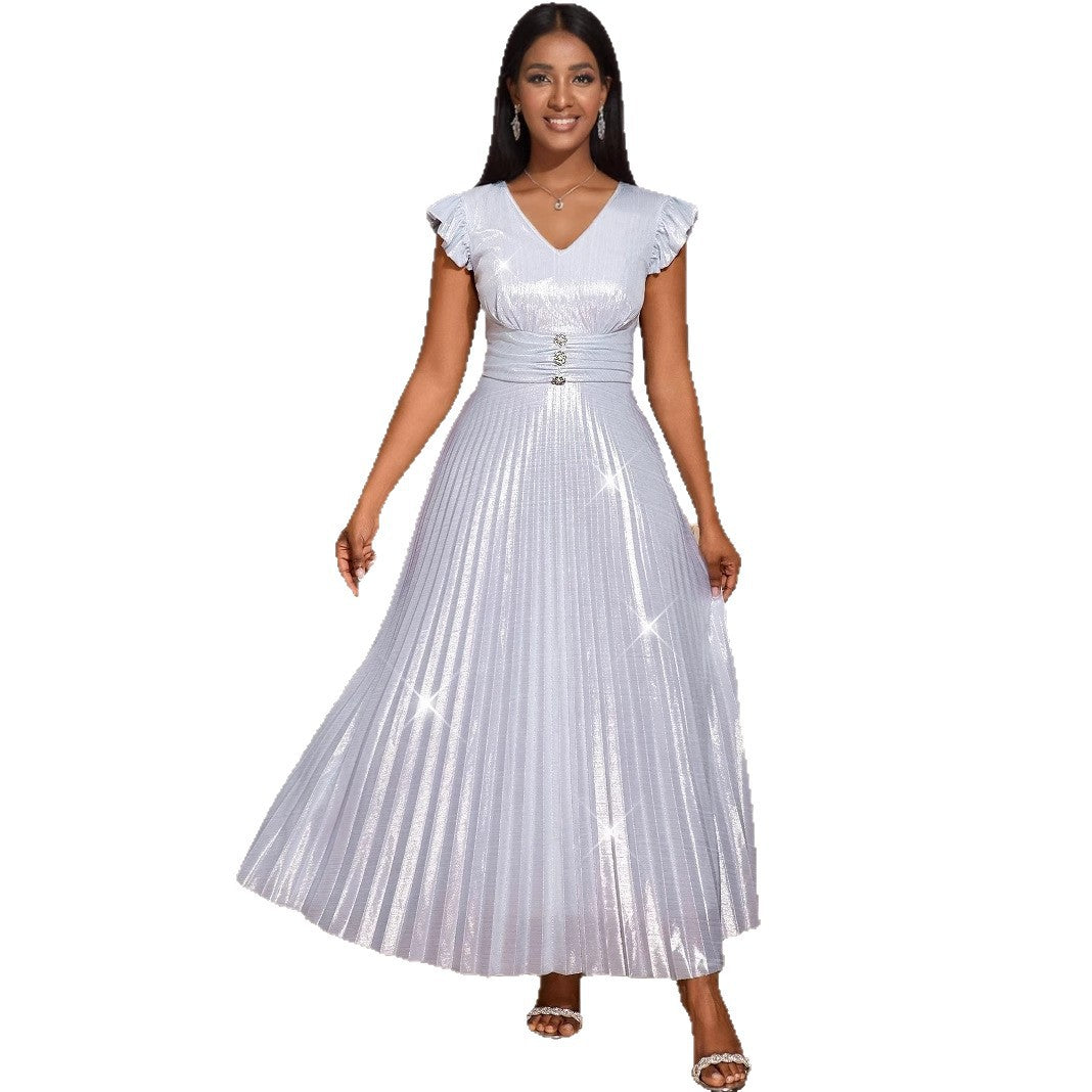 Damen Elegantes Plisseekleid mit funkelnden Details Drune