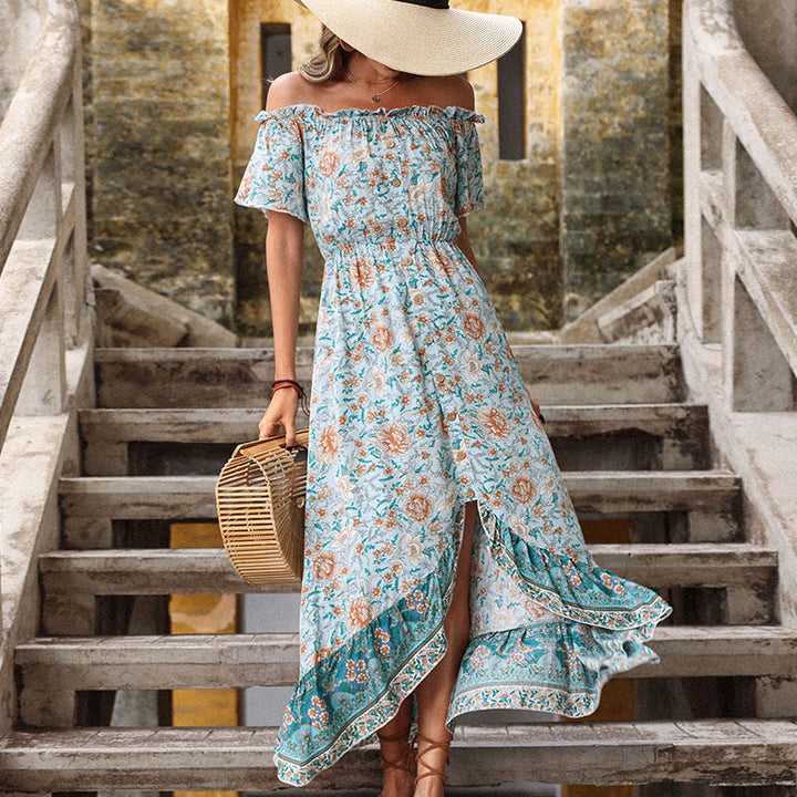 Damen Maxikleid mit off-Shoulder-Ausschnitt und floralem Muster Drune