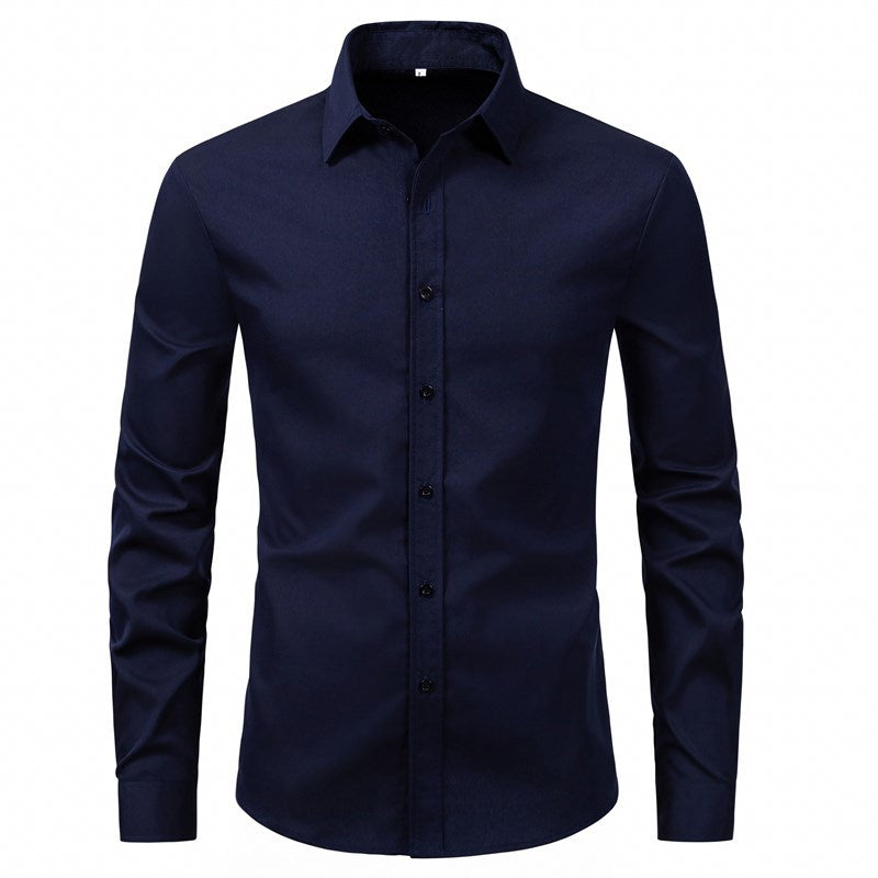 Herren elegantes Langarmhemd aus hochwertiger Baumwolle mit modernem Kragen Drune