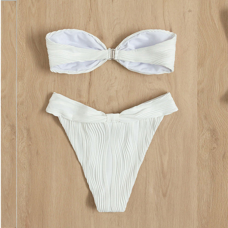 Damen Bandeau-Bikini mit dekorativem Wickeldetail Drune