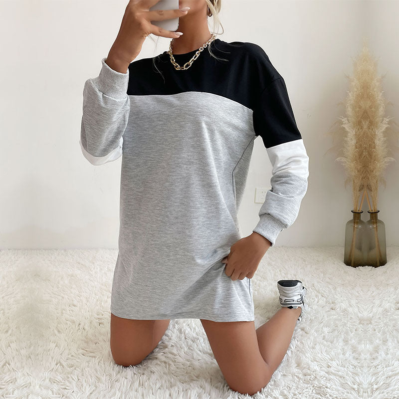 Damen Freizeitkleid mit modischen Farbblockdetails und lässigem Schnitt Drune