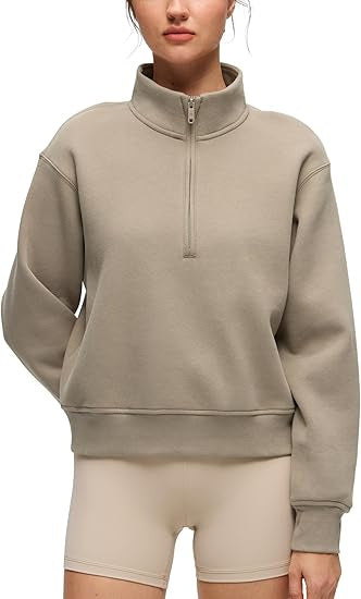 Damen sportlicher Fleece-Pullover mit Stehkragen Drune