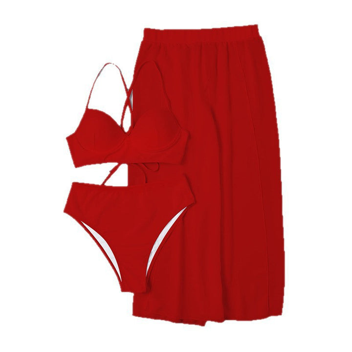 Damen Bikini-Set mit hochgeschnittenem Höschen und luftiger Wickelrock Drune