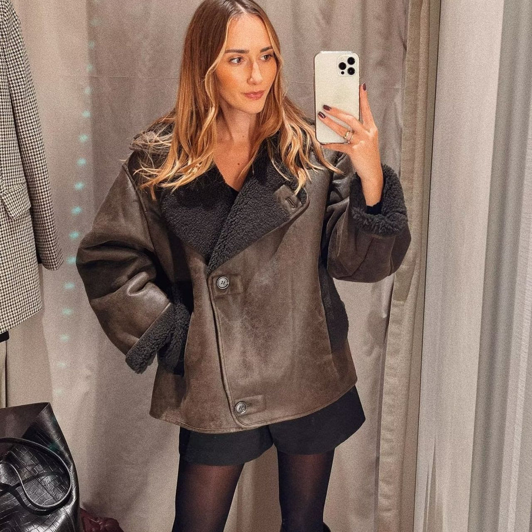 Damen Modische Übergangsjacke mit weichem Fleece-Innenfutter und schickem Revers Drune
