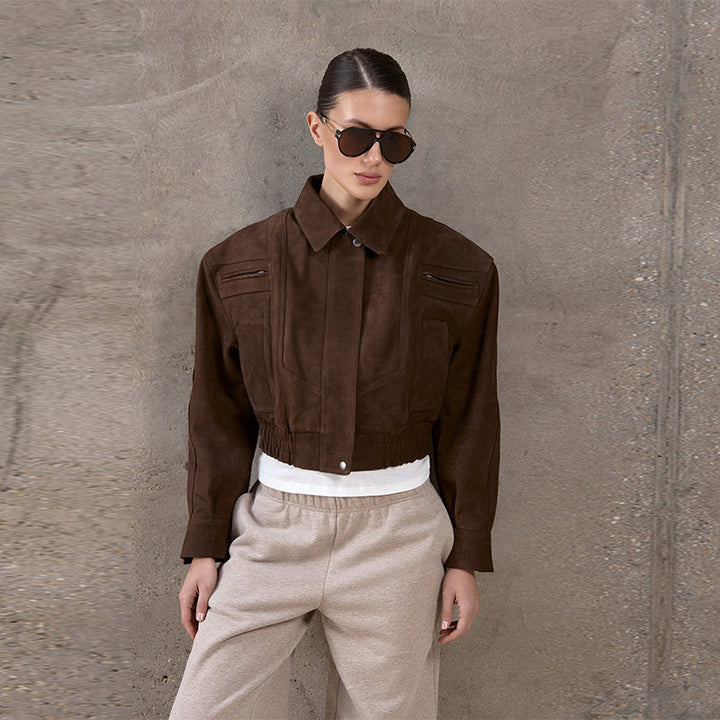 Damen Snacklederjacke mit lässigem Schnitt Drune