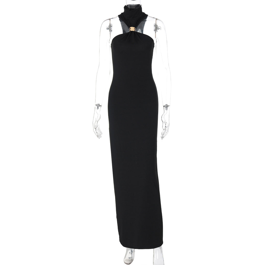 Damen Bodenlanges Abendkleid mit elegantem Halterneck Drune