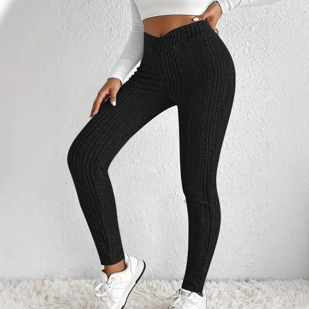 Damen enganliegende Rippleggings aus atmungsaktivem Stretchmaterial Drune