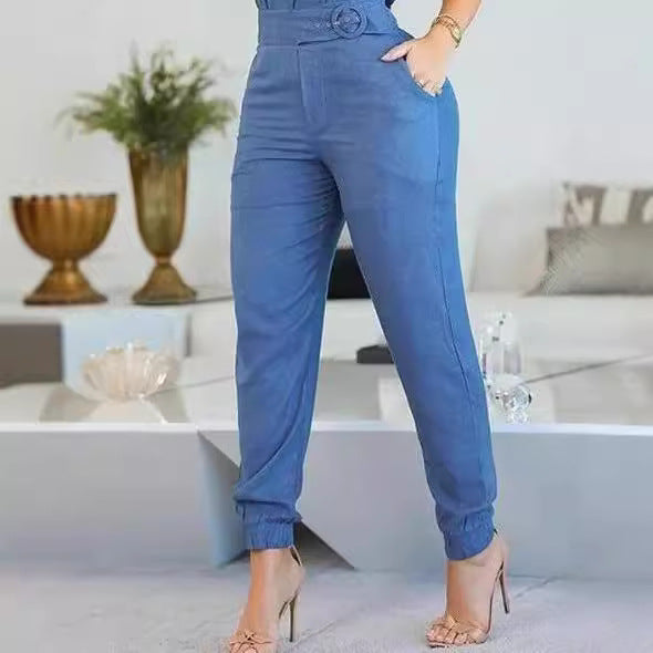 Damen lässiger Jumpsuit mit Rüschendetails und verstellbarem Taillengürtel Drune