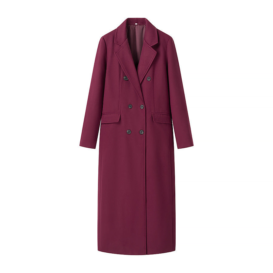 Damen eleganter langarm Mantel im Doppelreiher-Stil Drune