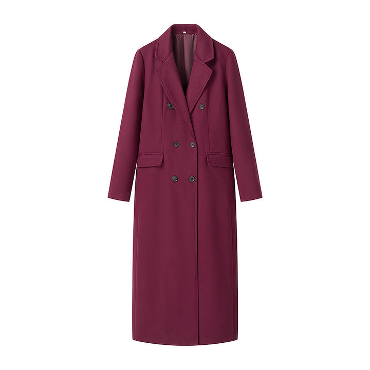 Damen eleganter langarm Mantel im Doppelreiher-Stil Drune