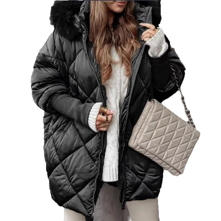 Damen Oversized Steppjacke mit abnehmbarem Kunstfellkragen Drune