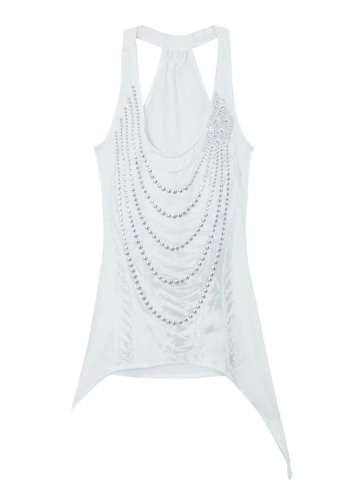 Damen Glitzerndes Tanktop mit asymmetrischem Schnitt Drune