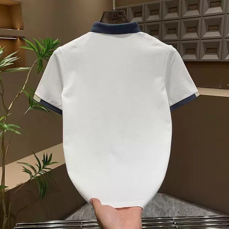 Herren Poloshirt mit Kontrastkragen und feiner Struktur Drune
