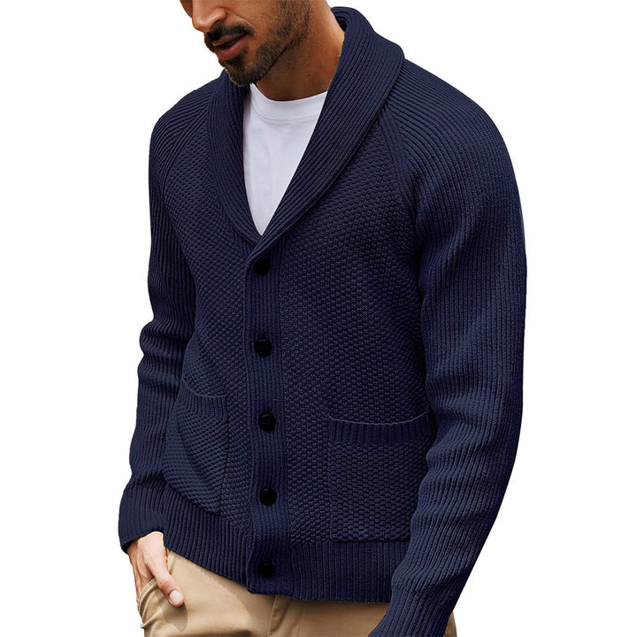 Herren Strickjacke mit strukturiertem Design und praktischem Schalkragen Drune