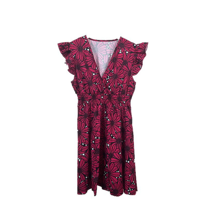 Damen Elegantes Blumenkleid mit schwingendem Saum und Rüschen Drune