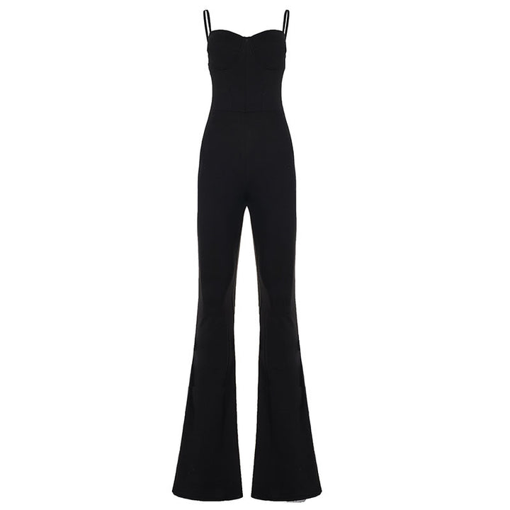 Damen Figurbetontes Jumpsuit mit raffinierten Trägern und weitem Bein Drune