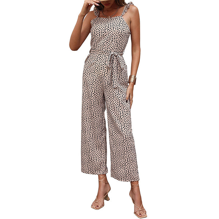 Damen Jumpsuit mit feinem Punktemuster und taillierbarem Gürtel Drune