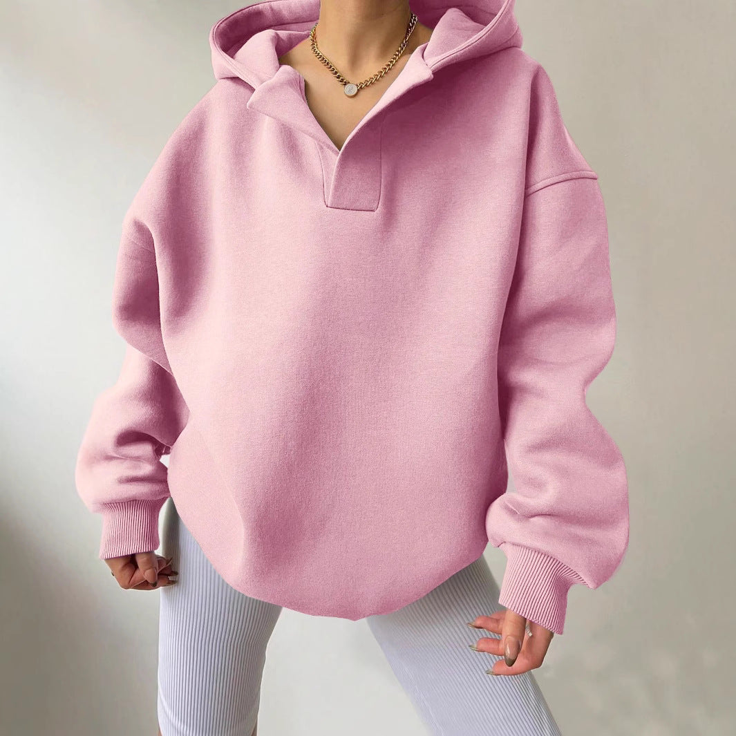 Damen Oversized Kapuzenpullover mit einzigartigem Kragen Drune