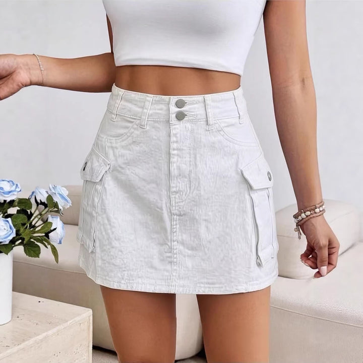 Damen Denim-Minirock mit aufgesetzten Taschen und modernen Details Drune