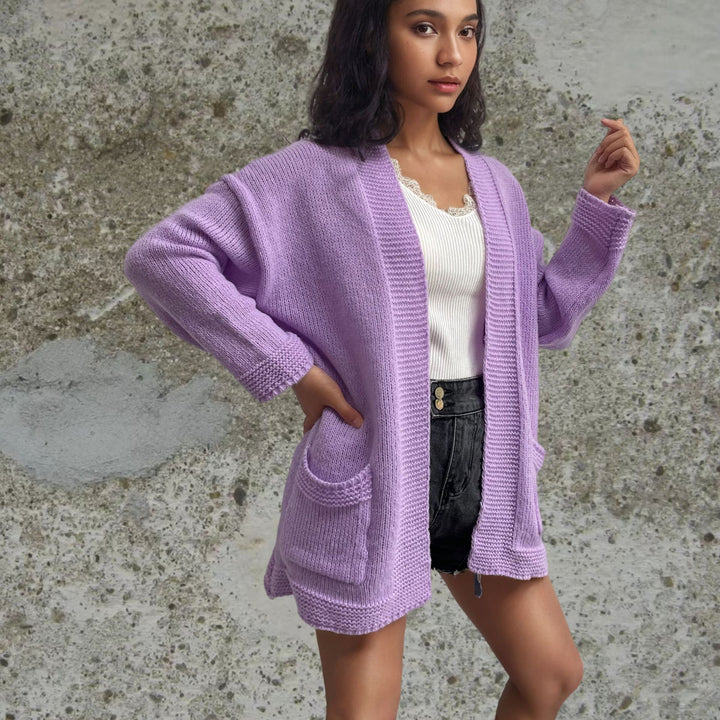 Damen Strickjacke mit großen Taschen und lässigem Schnitt Drune
