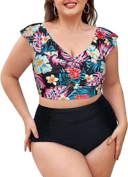 Damen Hochtailliertes Bademoden-Set mit Rüschendetails Drune